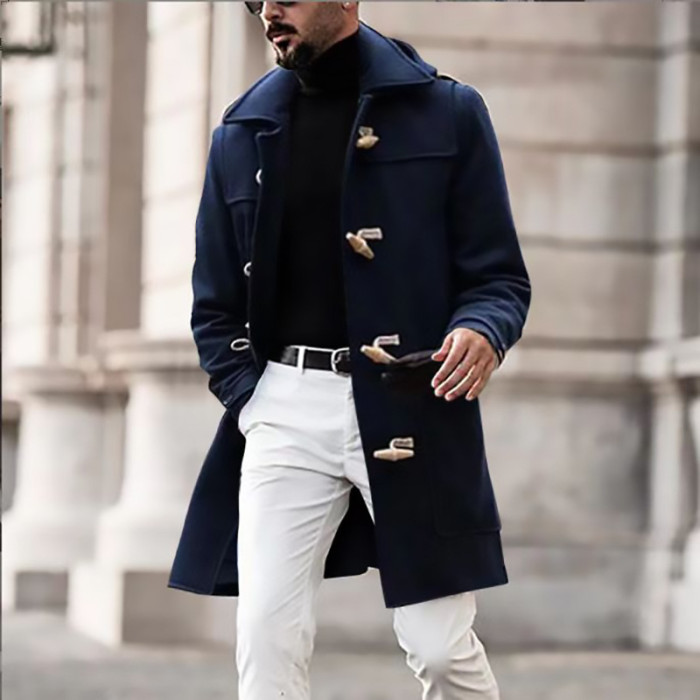 Fashion Solid Color Loose Lapel Wool  Men's Coats & Jackets