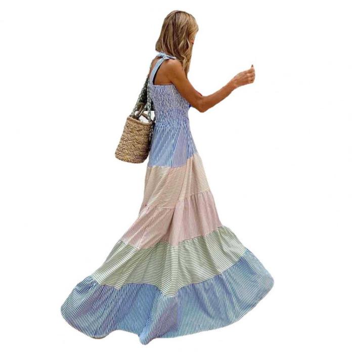 Fashion Loose Pleated Sleeveless Elegant Butterfly Square Neck Tube Top  Maxi Dress