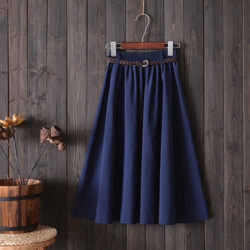 Women's Solid Color Fashion High Waist Pleated A-Line Skirt