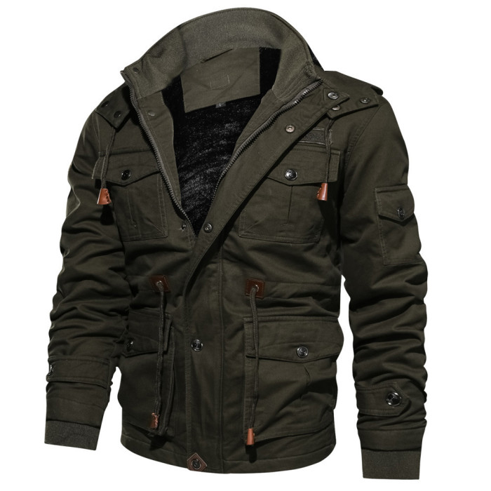 Winter Fleece Jacket Men's Casual Thickened Warm Pilot Outerwear