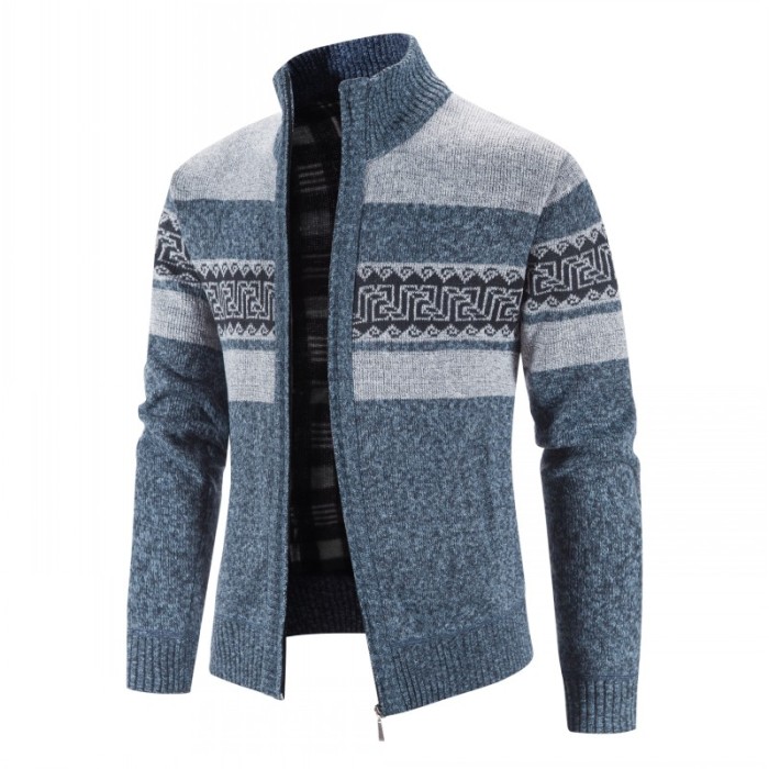 Men's Fashion Jacket Thickened Warm Casual Slim Cardigan Sweater