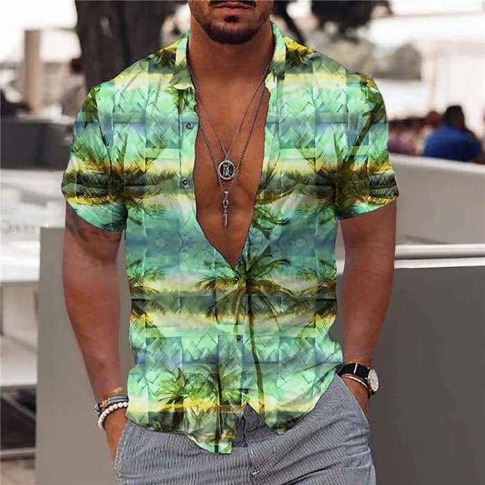 Fashion Casual Floral Loose Printed Men's Blouse & Shirts