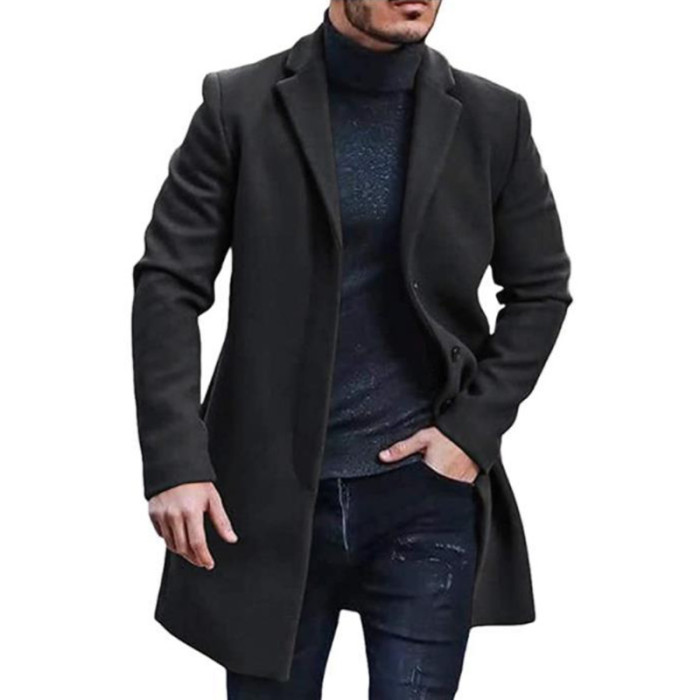 Men's Fashion Coat Wool Solid Color Loose Jackets