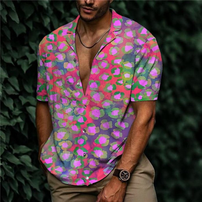 Fashion Casual Floral Loose Printed Men's Blouse & Shirts