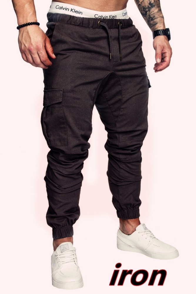 Men's Fashion Jogging Sports Casual Solid Color Pocket Slim Cargo Pants