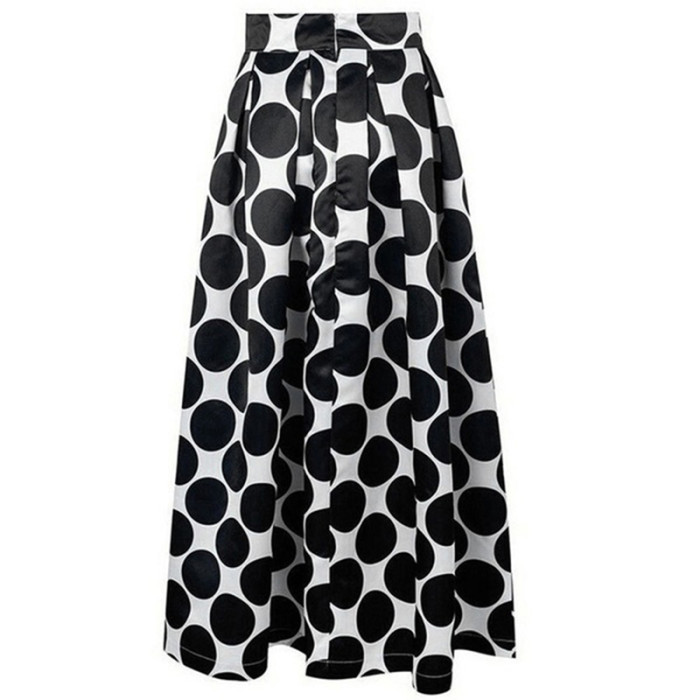 Fashion A-line Elegant French Retro High Waist Slim Polka Dot A-line Skirt