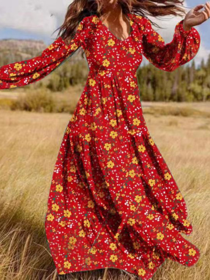 Stylish Temperament Solid Color Loose Bohemian Style Party  Maxi Dress