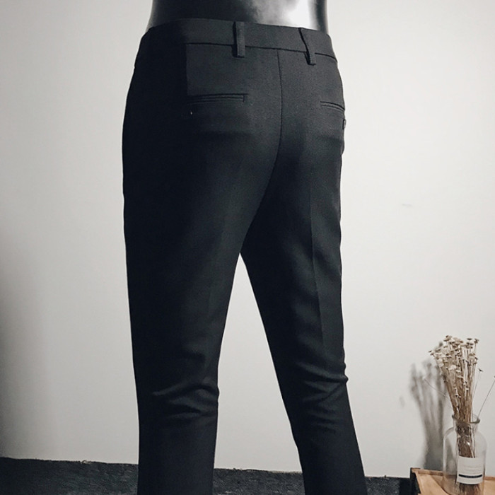 Men's Slim Fit Elastic High Quality Classic Solid Color Business Casual Suit Pants