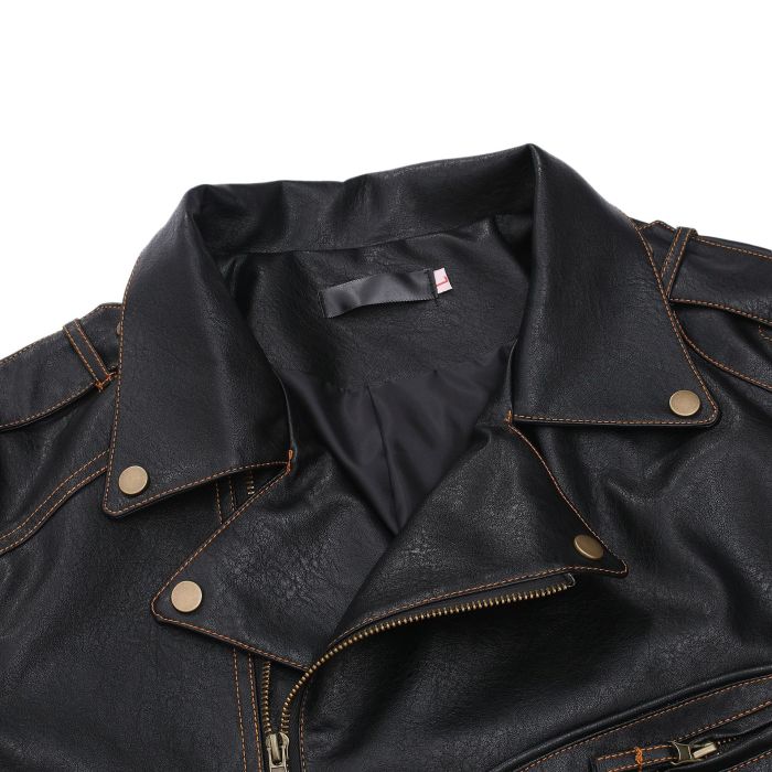 Fashion Solid Color Asymmetrical Zipper Jacket Pocket Men's Coat