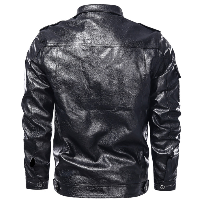 Men's Classic Moto Fleece Thick Men's Zip-Up Coats & Jackets