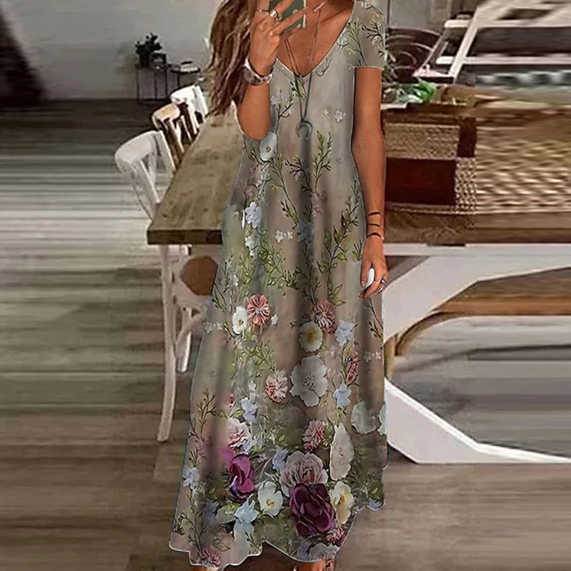 Elegant Vintage Brown V-Neck Maxi Dress with Zipper, Slit, and Matching Belt
