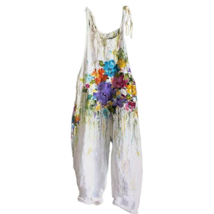 Women's Fashion Floral Print Vintage Loose Party  Jumpsuits