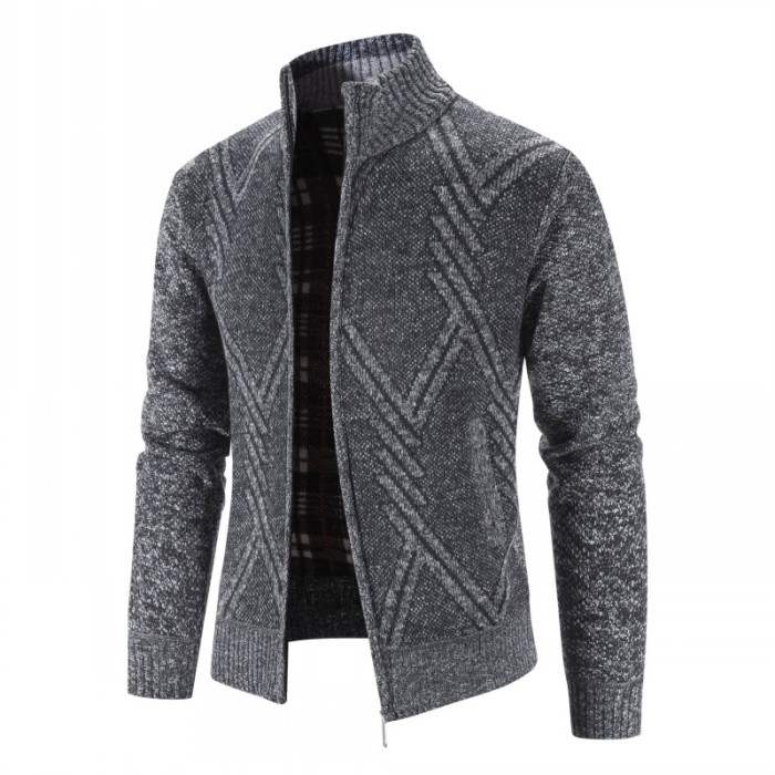Men's Fashion Jacket Thickened Warm Casual Slim Cardigan Sweater