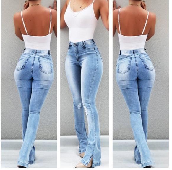 Women's High Waist Fashion Skinny Hip Lift Stretch Flared Jeans