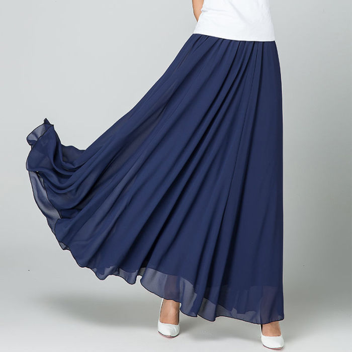 Fashion High Waist Elegant Dance Solid Color Skirts