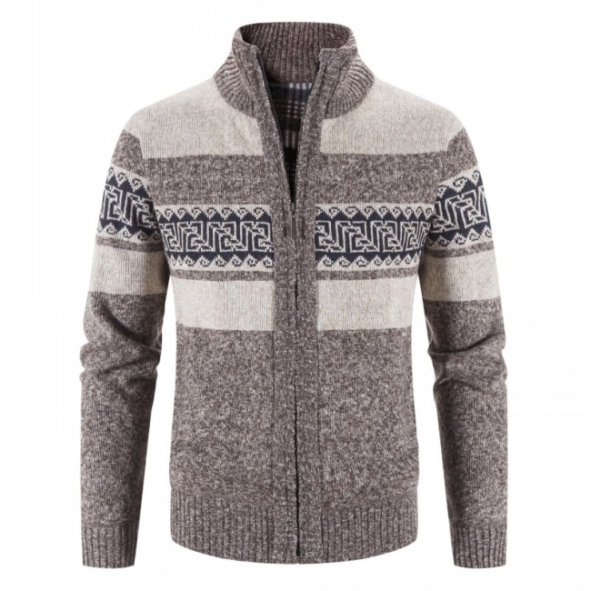 Men's Fashion Jacket Thickened Warm Casual Slim Cardigan Sweater