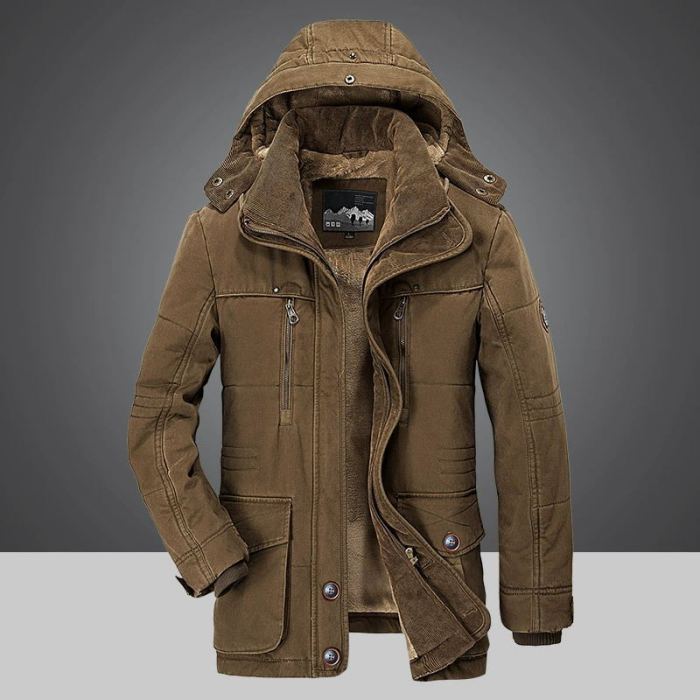 Men's Fleece Warm Thickened Loose Fashion Hooded Parka Coat