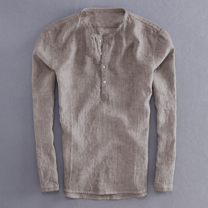 Fashion Men's Casual Cotton Linen Long Sleeve Blouse & Shirts