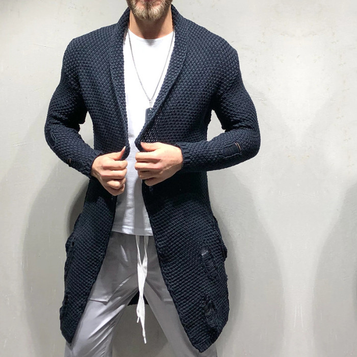 Men's Knitted Coat Fashion Casual Solid Color Cardigan Sweater