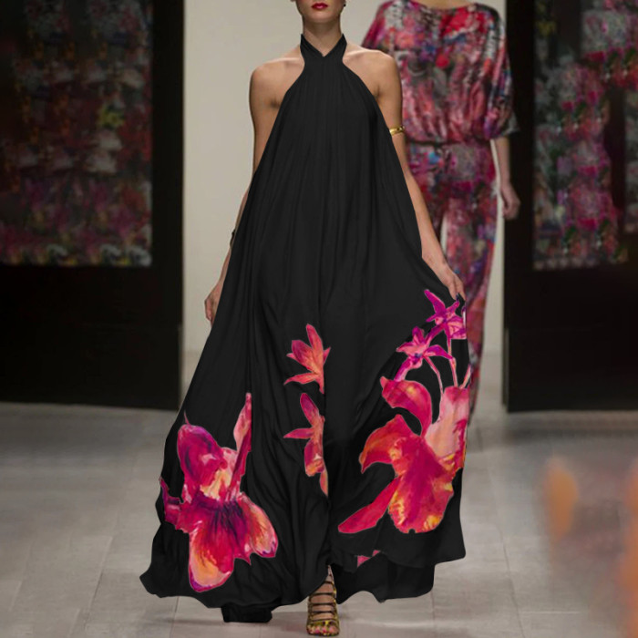 Bohemian Floral Print Fashion Sexy Maxi Dress