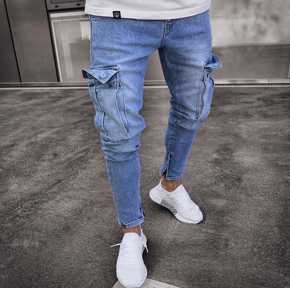 Men's Stylish Casual Frayed Slim Ripped Jeans