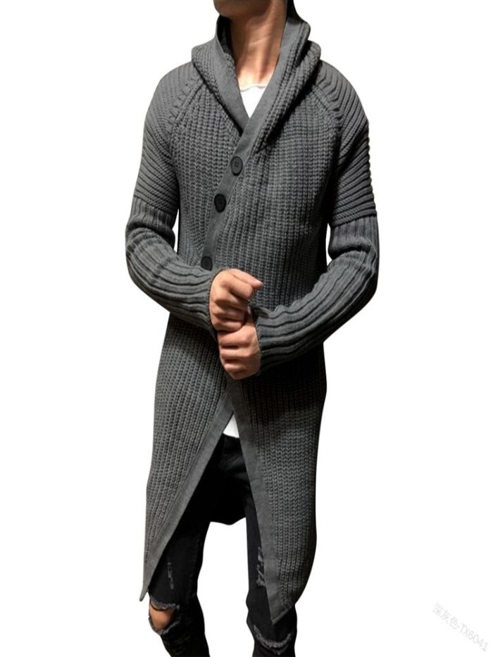 Fashion V Neck Solid Color Loose Men's Cardigan Sweater