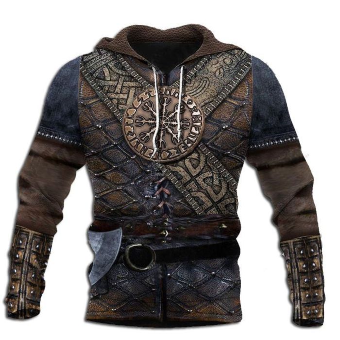 Men's Fashion Retro 3D Printing Casual Sweatshirt Hoodie