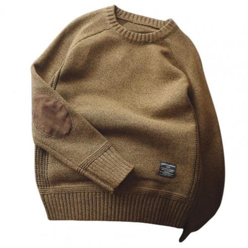 Men's Pullover Fashion Casual Loose Thick O-Neck Wool Knit Sweater