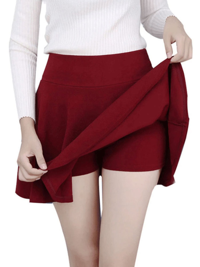 Solid Color Fashion High Waist Ballerina Pleated Mini Skirt