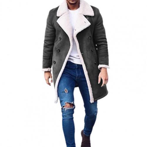 Men's Coat Contrasting Color Lapel Thickened Warm Motorcycle Jackets