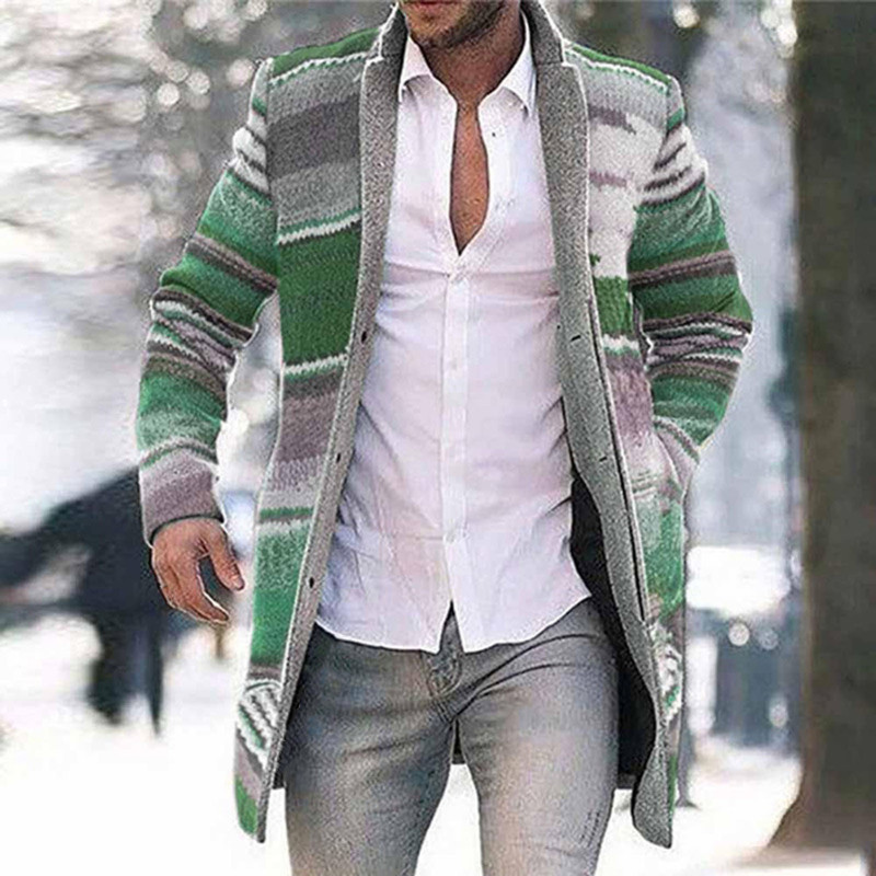 Trendy Men's Rainbow Stripe Loose  Coats & Jackets