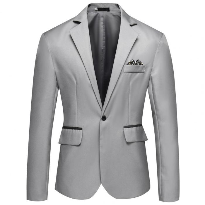 Men's Fashion Lapel One Button Casual Long Sleeve Blazer