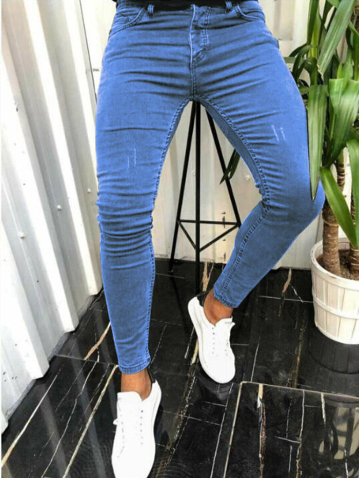 Men's Fashion Street Loose Solid Color Slim Fit Jeans