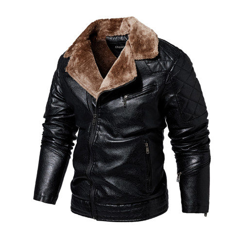 Men's Fashion Casual Motorized Distressed Leather Retro Jacket Coat