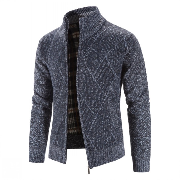 Men's Cardigan Sweater Stand Collar Casual Slim Thermal Coats & Jackets