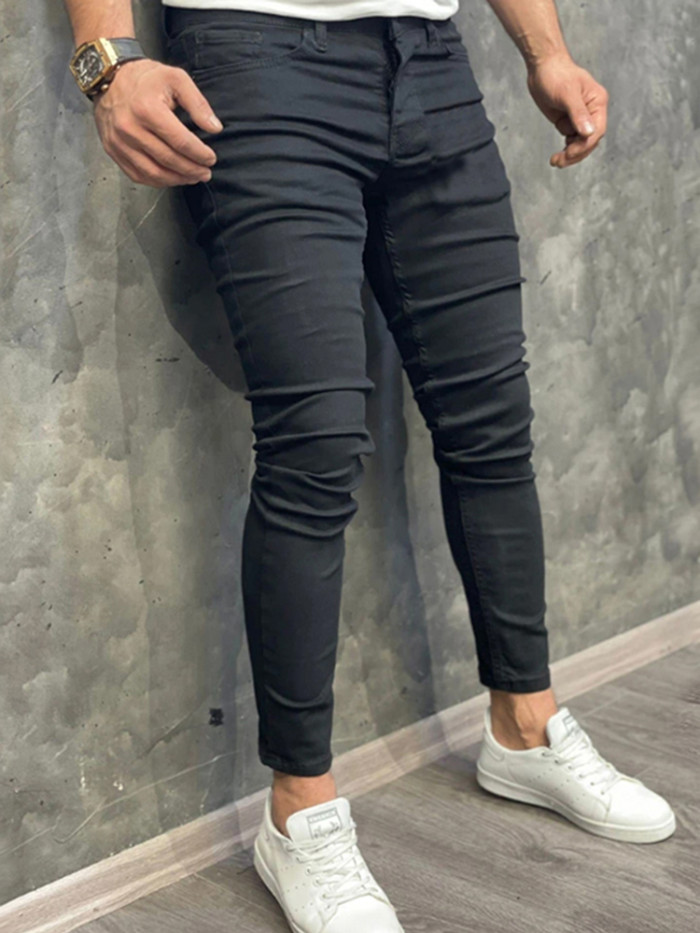 Men's Casual Ripped Pocket Straight Soft Denim Jeans