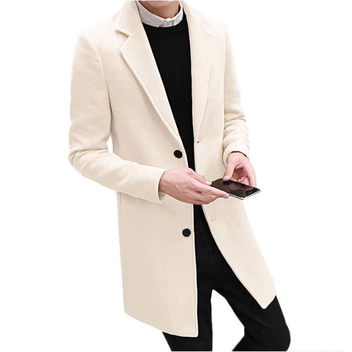 Men's Wool Jacket Fashion Slim Trench Coat