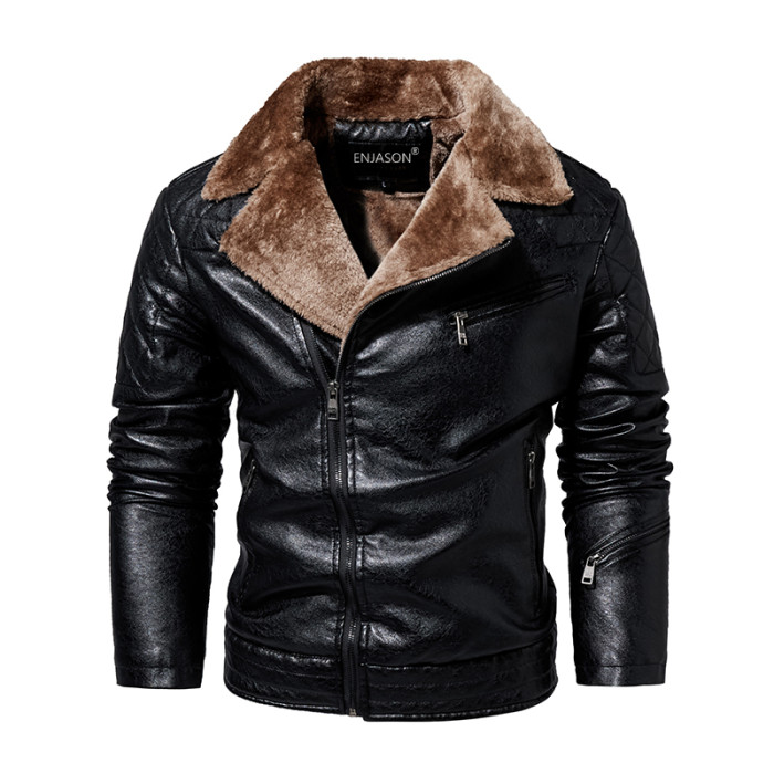 Men's Fashion Casual Motorized Distressed Leather Retro Jacket Coat