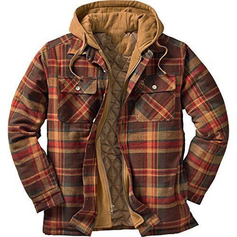 Fashion Men's High Quality Thick Plaid Print Casual Coats & Jackets