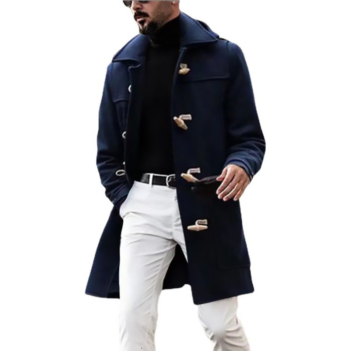 Fashion Solid Color Loose Lapel Wool  Men's Coats & Jackets