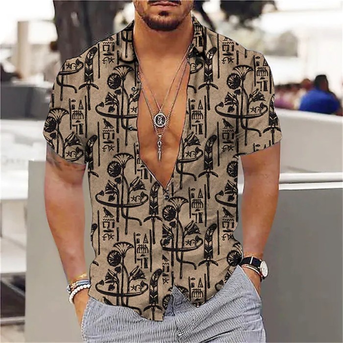 Men's Fashion 3D Printing Beach Vacation Harajuku Oversized Blouse & Shirts