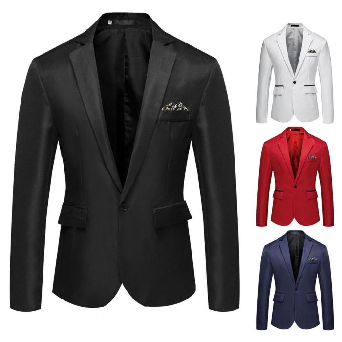 Men's Fashion Lapel One Button Casual Long Sleeve Blazer