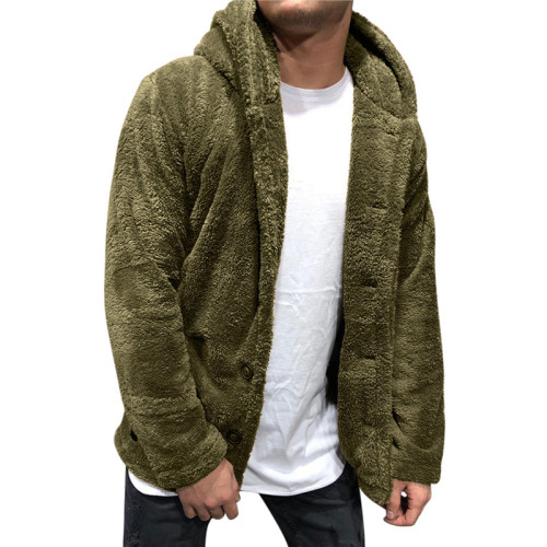 Men's Button Down Warm Faux Fur Casual Loose Reversible Plush Coat Jacket