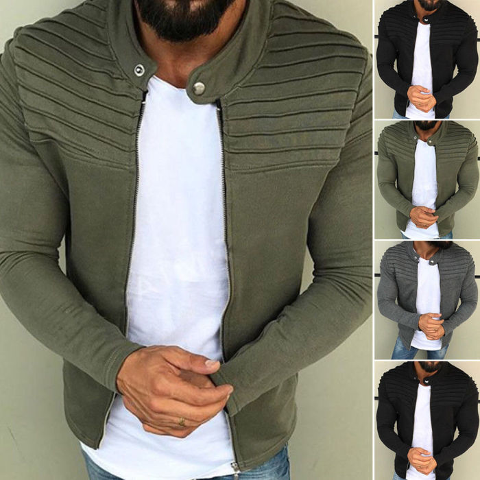 Men's Fleece Jacket Coat Velvet Zipper Long Sleeves Casual Wear