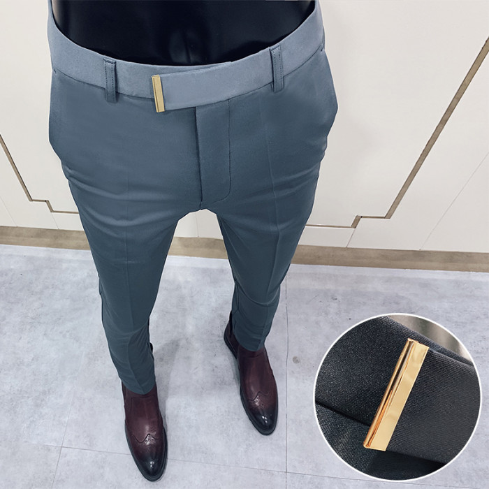 Men's Casual Business Slim Solid Color Formal Party Suit Pants