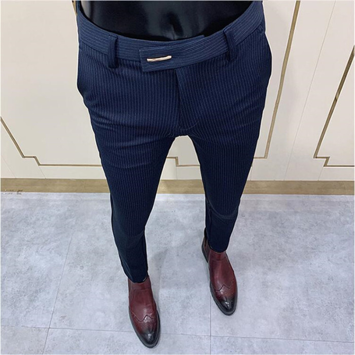 Men's Casual Business Slim Solid Color Formal Party Suit Pants