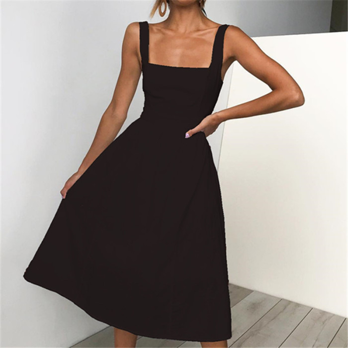 Sexy Backless Fashion Beach Casual Midi Dress