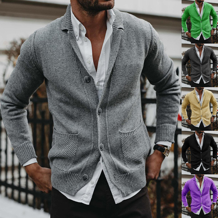 Men's Casual Knit Fashion Solid Color Loose Sweater Cardigan