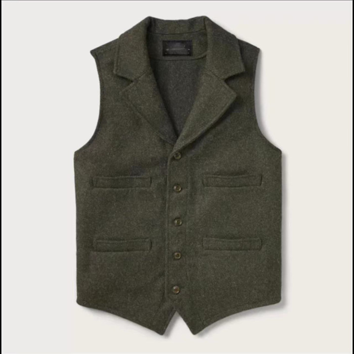 Men's Wool Blend Stand Collar Slim Business Sleeveless Vest