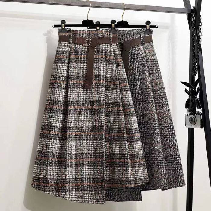 Fashion and Elegant Street Irregular Plaid A-Line Skirt